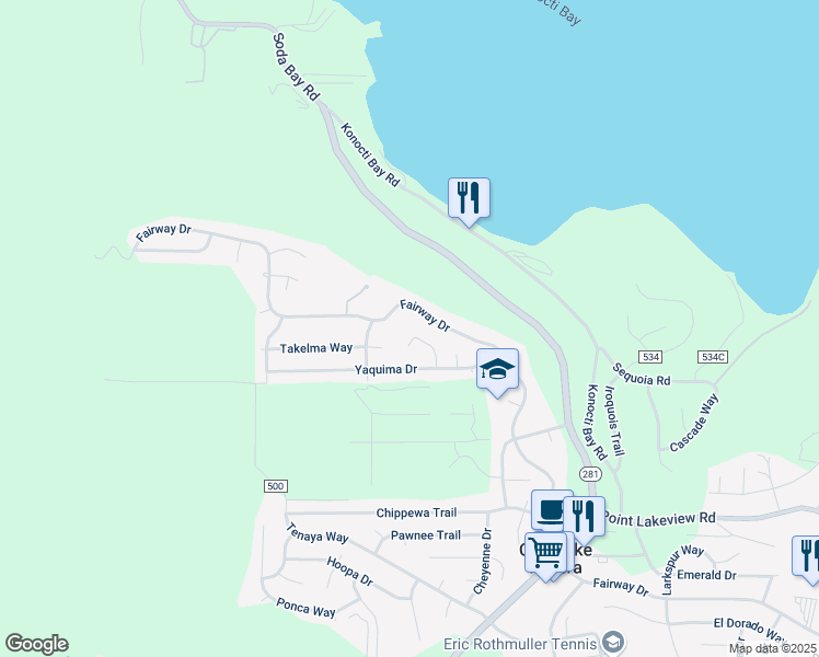 map of restaurants, bars, coffee shops, grocery stores, and more near 9320 Paloos Court in Kelseyville