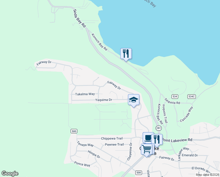 map of restaurants, bars, coffee shops, grocery stores, and more near 9320 Paloos Court in Kelseyville