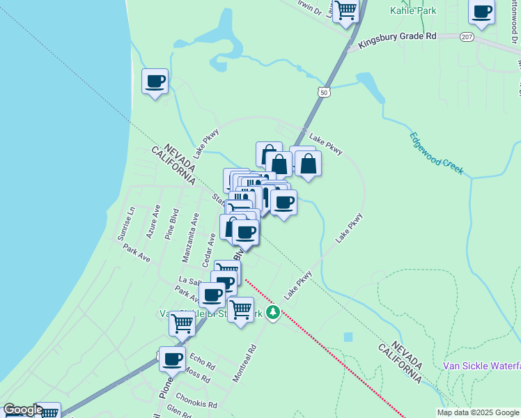 map of restaurants, bars, coffee shops, grocery stores, and more near in Stateline