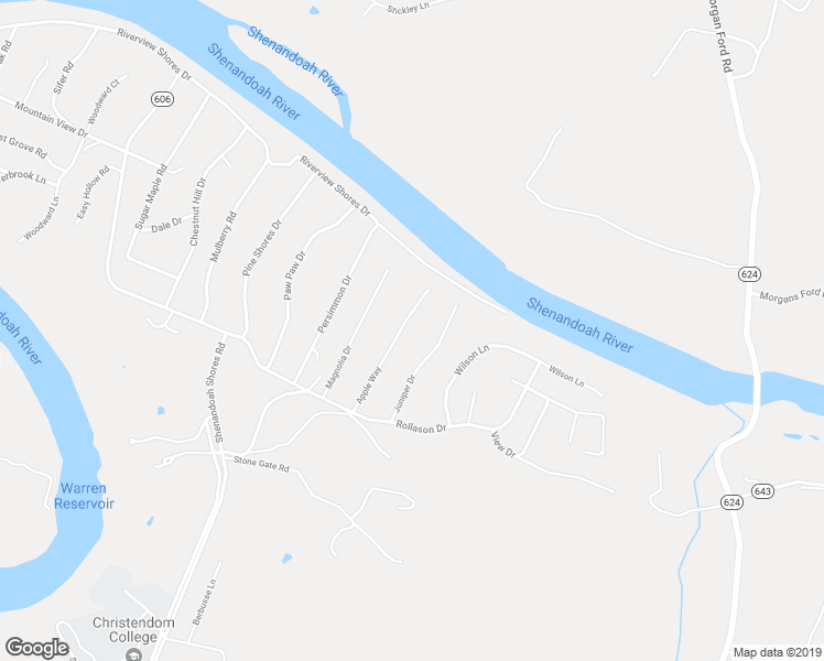 map of restaurants, bars, coffee shops, grocery stores, and more near 202 Apple Way in Front Royal