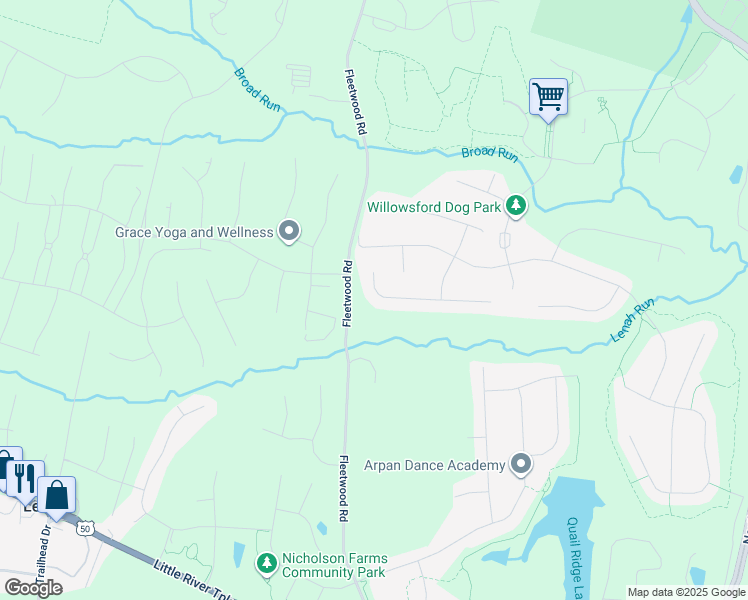 map of restaurants, bars, coffee shops, grocery stores, and more near 41589 White Yarrow Court in Ashburn
