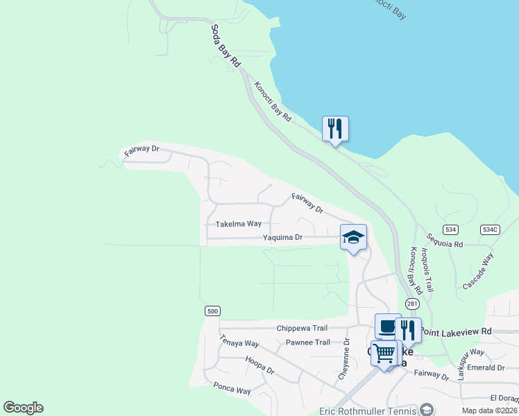 map of restaurants, bars, coffee shops, grocery stores, and more near 9215 Fairway Drive in Kelseyville