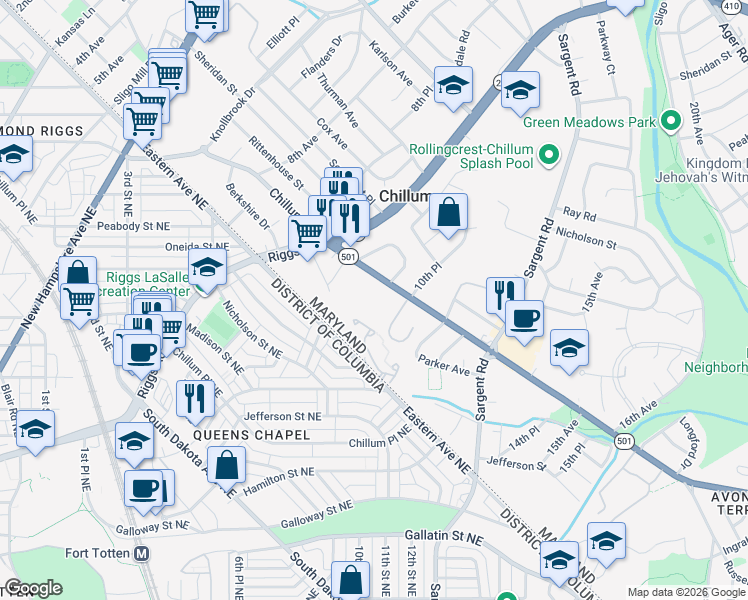 map of restaurants, bars, coffee shops, grocery stores, and more near 101 Independence Avenue Southeast in Washington