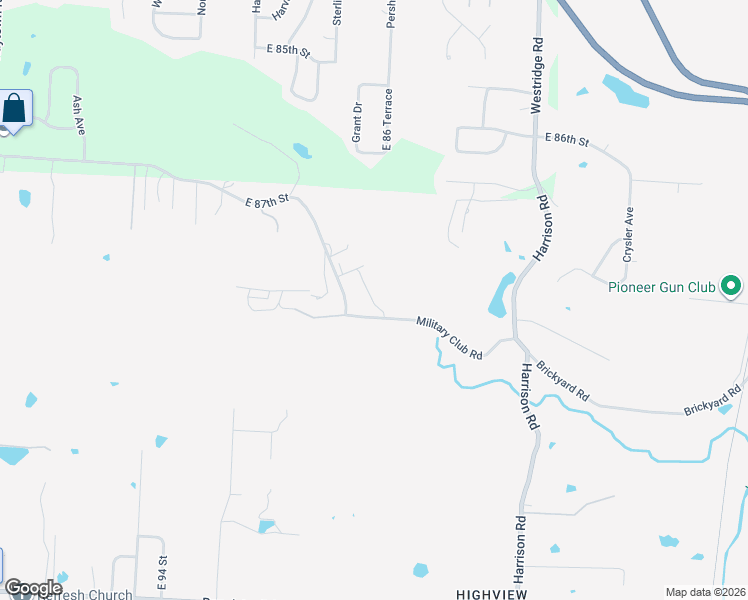 map of restaurants, bars, coffee shops, grocery stores, and more near 11460 Military Club Road in Kansas City