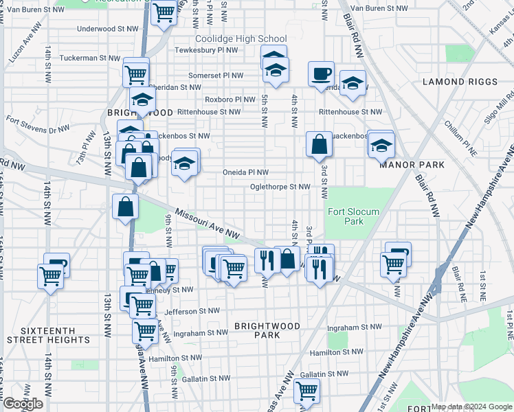 map of restaurants, bars, coffee shops, grocery stores, and more near 507 Nicholson Street Northwest in Washington