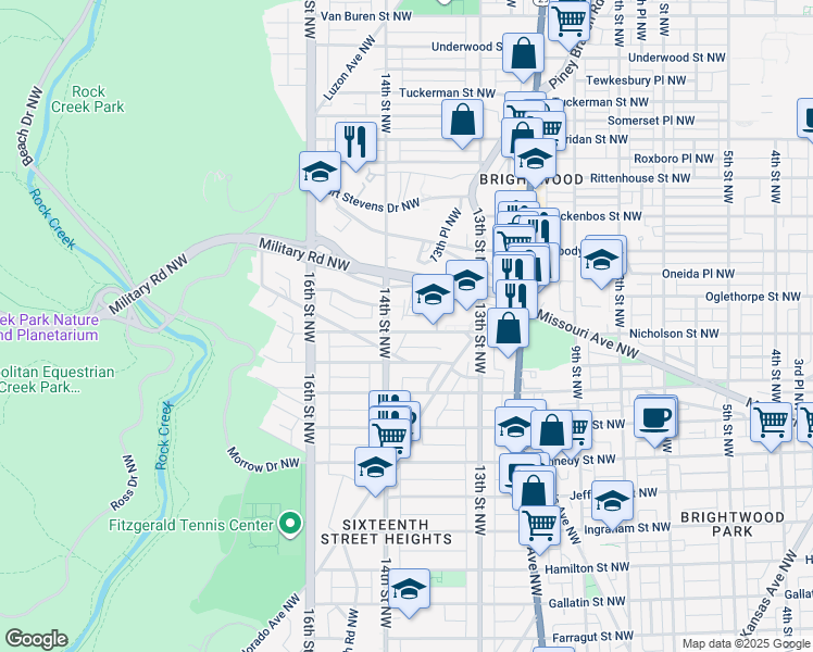 map of restaurants, bars, coffee shops, grocery stores, and more near 1369 Nicholson Street Northwest in Washington