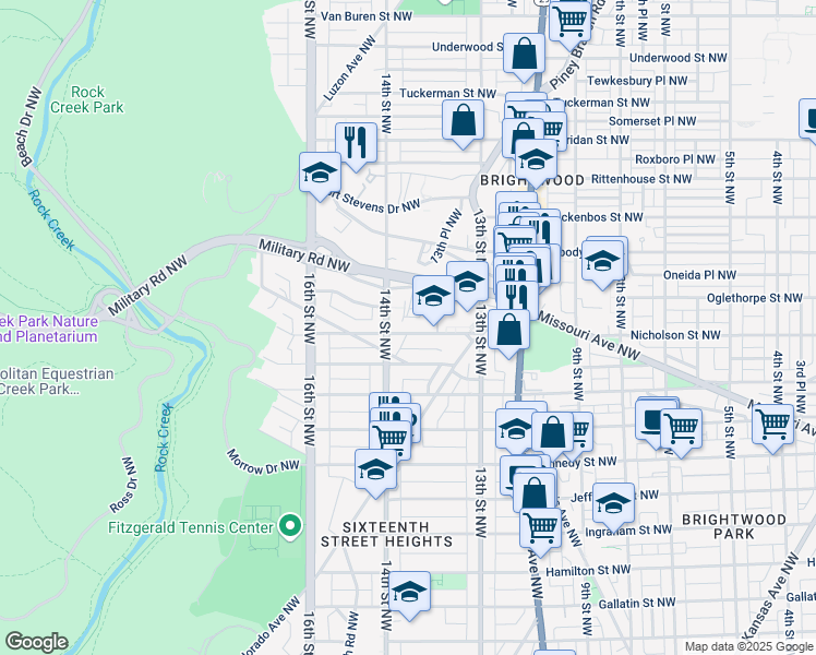 map of restaurants, bars, coffee shops, grocery stores, and more near 1369 Nicholson Street Northwest in Washington