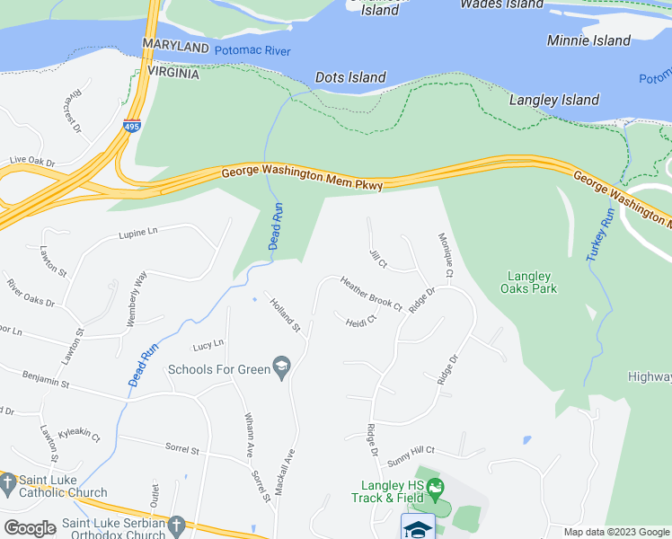 map of restaurants, bars, coffee shops, grocery stores, and more near 6520 Heather Brook Court in McLean