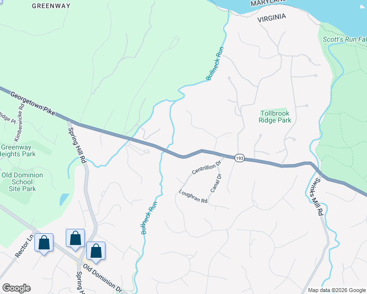 map of restaurants, bars, coffee shops, grocery stores, and more near 7818 Georgetown Pike in McLean