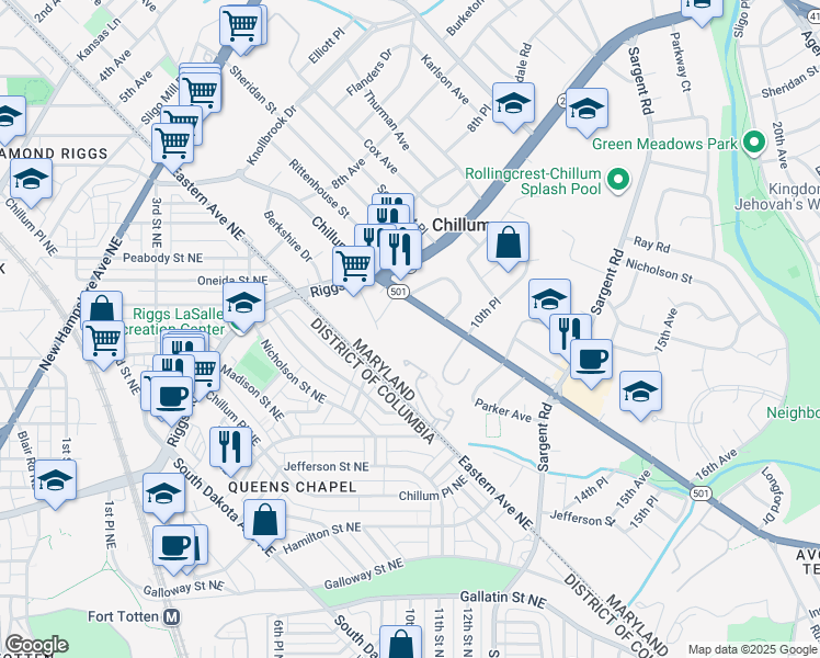 map of restaurants, bars, coffee shops, grocery stores, and more near 101 Independence Avenue Southeast in Washington