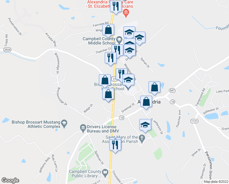 map of restaurants, bars, coffee shops, grocery stores, and more near 6 Willow Street in Alexandria