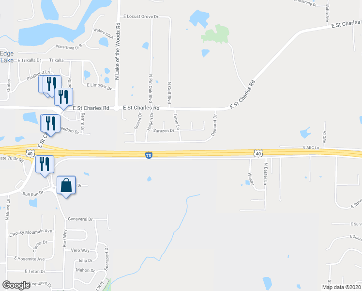 map of restaurants, bars, coffee shops, grocery stores, and more near 730 Demaret Drive in Columbia
