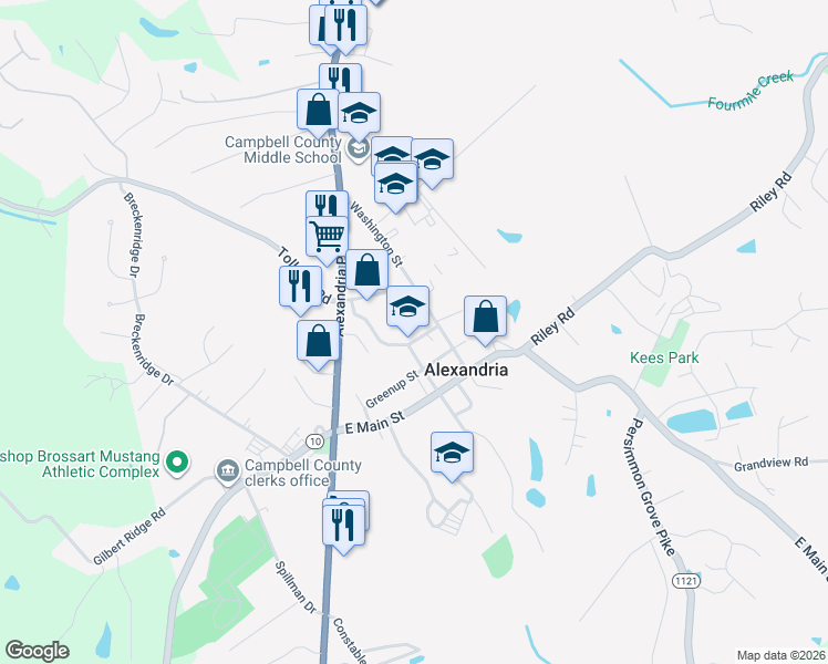 map of restaurants, bars, coffee shops, grocery stores, and more near 4 Grove Street in Alexandria