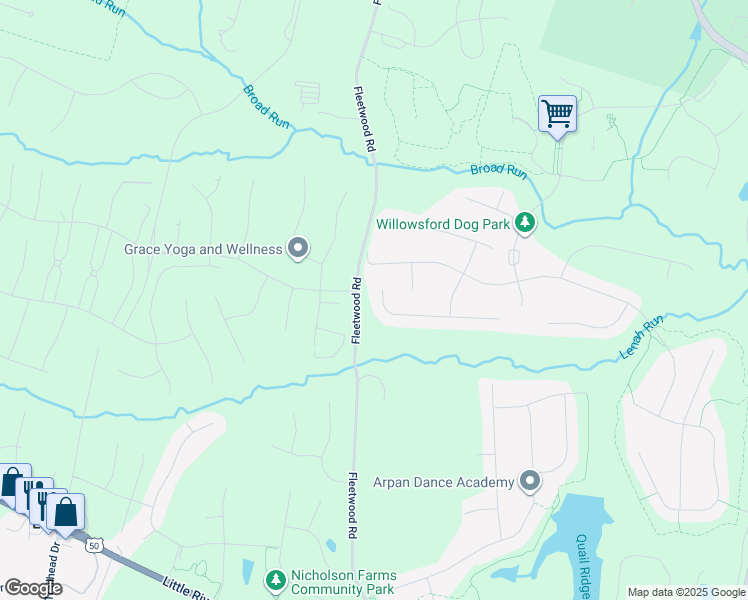 map of restaurants, bars, coffee shops, grocery stores, and more near 41581 White Yarrow Court in Ashburn