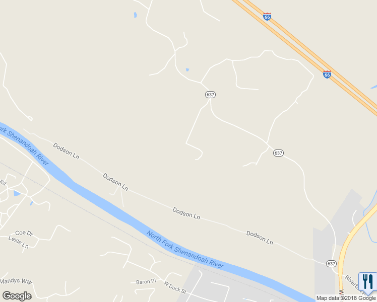 map of restaurants, bars, coffee shops, grocery stores, and more near 3164 Guard Hill Road in Front Royal