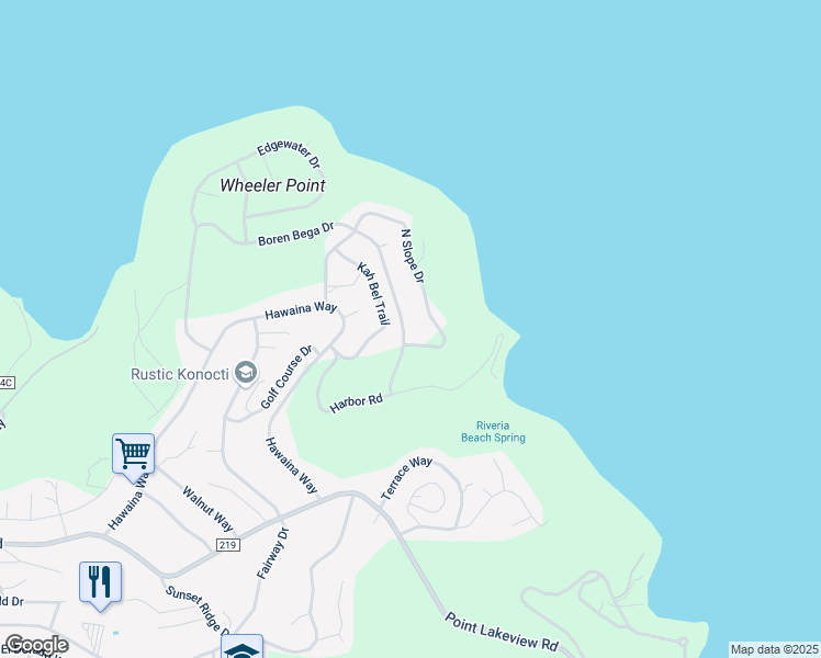 map of restaurants, bars, coffee shops, grocery stores, and more near 10796 Boren Bega Drive in Kelseyville