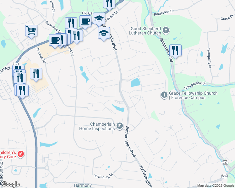 map of restaurants, bars, coffee shops, grocery stores, and more near 1788 Hamilton Court in Florence
