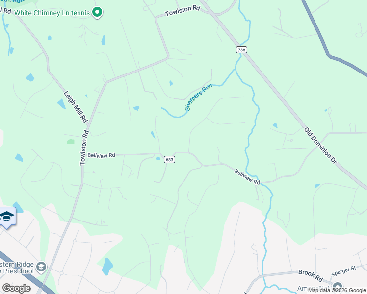 map of restaurants, bars, coffee shops, grocery stores, and more near 1034 Union Church Road in McLean