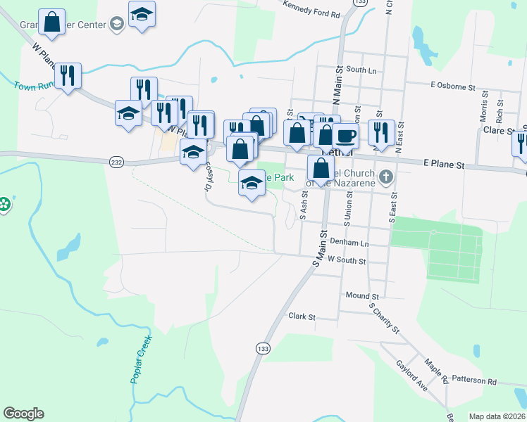 map of restaurants, bars, coffee shops, grocery stores, and more near 300 Fossyl Drive in Bethel
