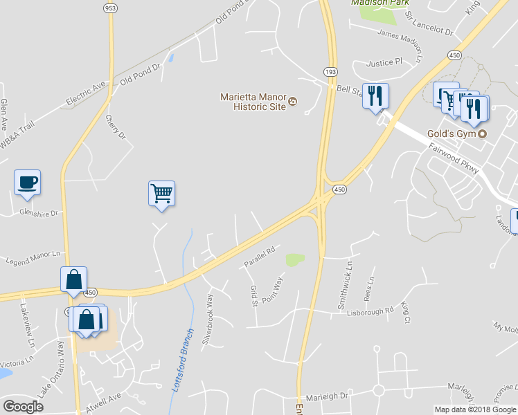 map of restaurants, bars, coffee shops, grocery stores, and more near 5161 Glenn Dale Woods Court in Glenn Dale