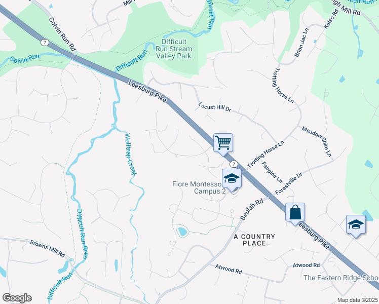 map of restaurants, bars, coffee shops, grocery stores, and more near 9710 Middleton Ridge Road in Vienna
