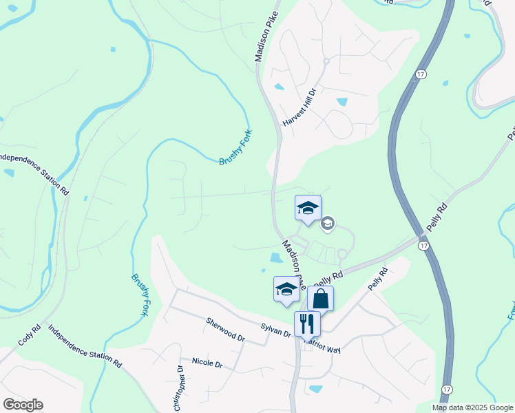 map of restaurants, bars, coffee shops, grocery stores, and more near 4965 Madison Pike in Independence