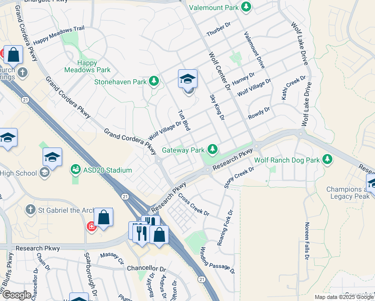 map of restaurants, bars, coffee shops, grocery stores, and more near 5647 Flicka Drive in Colorado Springs