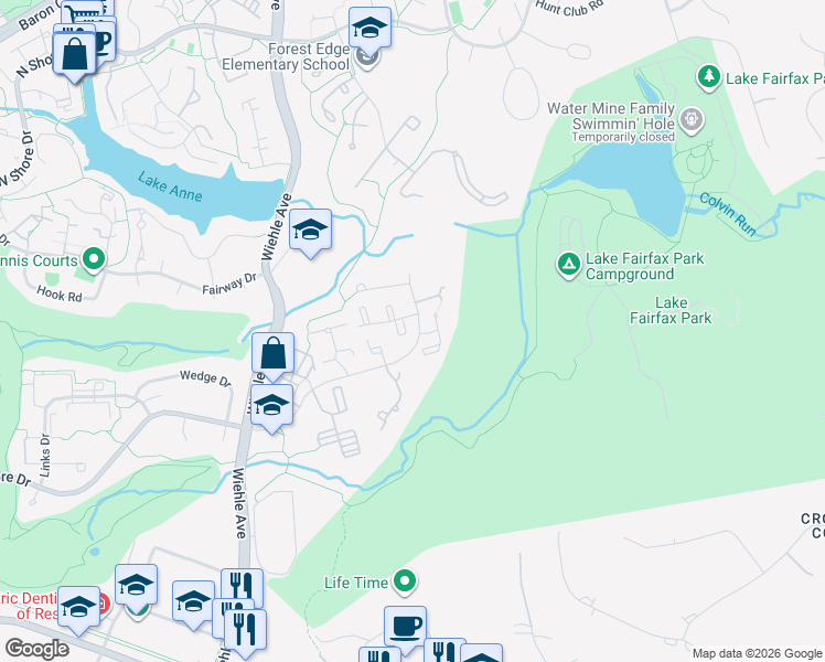 map of restaurants, bars, coffee shops, grocery stores, and more near 1557 Scandia Circle in Reston