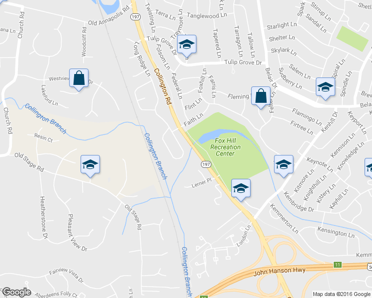 map of restaurants, bars, coffee shops, grocery stores, and more near 12130 Long Ridge Lane in Bowie