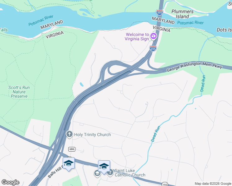 map of restaurants, bars, coffee shops, grocery stores, and more near 6925 Butternut Court in McLean