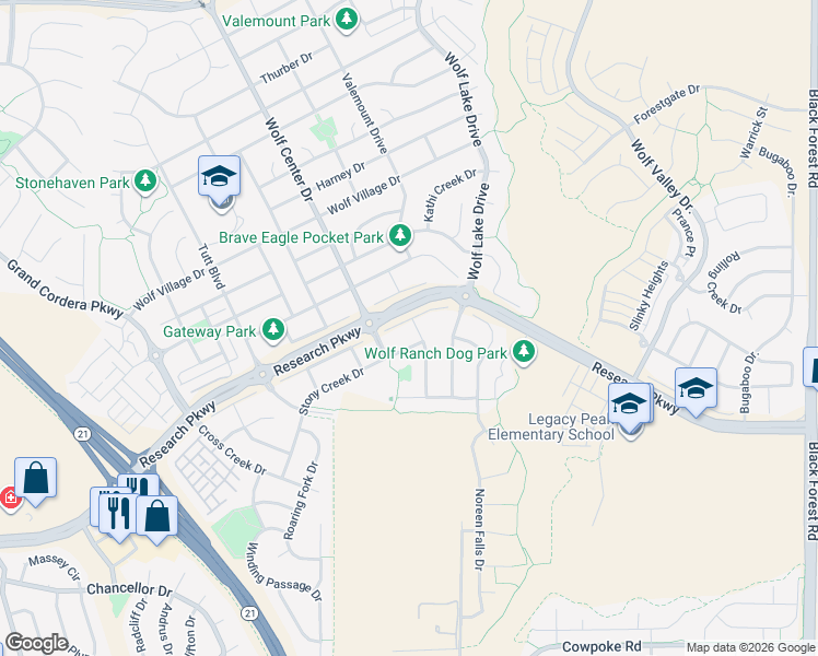 map of restaurants, bars, coffee shops, grocery stores, and more near 5935 Greenbrook Lane in Colorado Springs