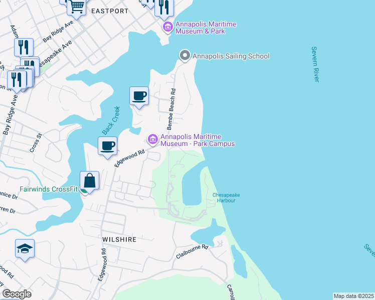 map of restaurants, bars, coffee shops, grocery stores, and more near 2010 Quay Village Court in Annapolis