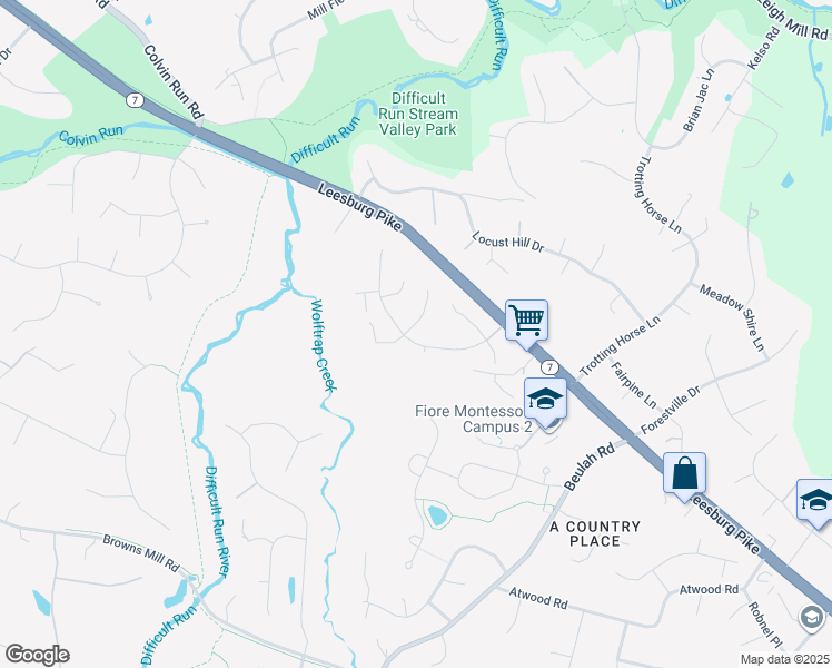 map of restaurants, bars, coffee shops, grocery stores, and more near 1293 Middleton Court in Vienna