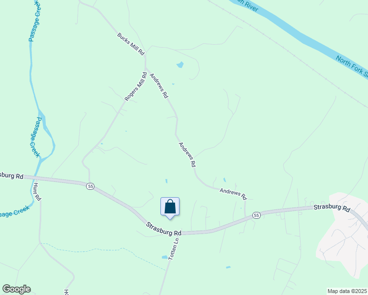 map of restaurants, bars, coffee shops, grocery stores, and more near 496 Andrews Road in Strasburg