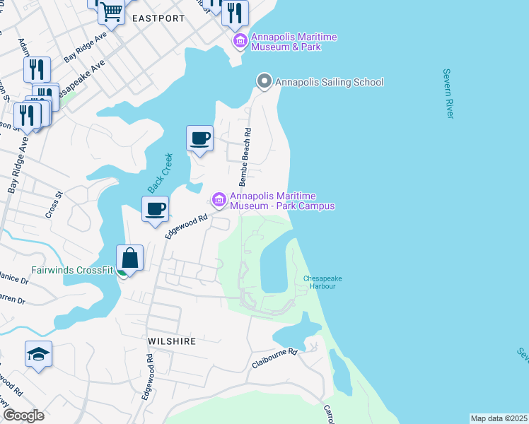 map of restaurants, bars, coffee shops, grocery stores, and more near 2010 Quay Village Court in Annapolis