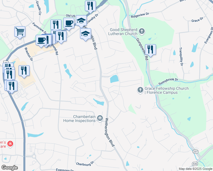 map of restaurants, bars, coffee shops, grocery stores, and more near 1788 Hamilton Court in Florence