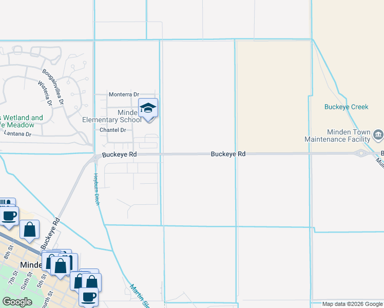map of restaurants, bars, coffee shops, grocery stores, and more near 1248 Buckeye Road in Gardnerville