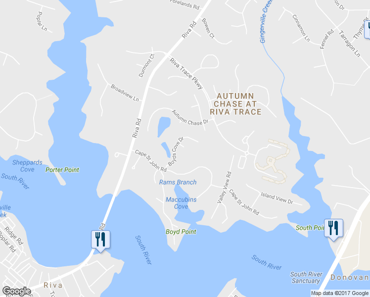 map of restaurants, bars, coffee shops, grocery stores, and more near 202 Boyds Cove Court in Annapolis