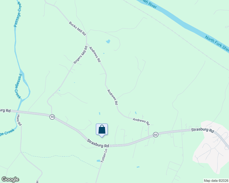 map of restaurants, bars, coffee shops, grocery stores, and more near 496 Andrews Road in Strasburg