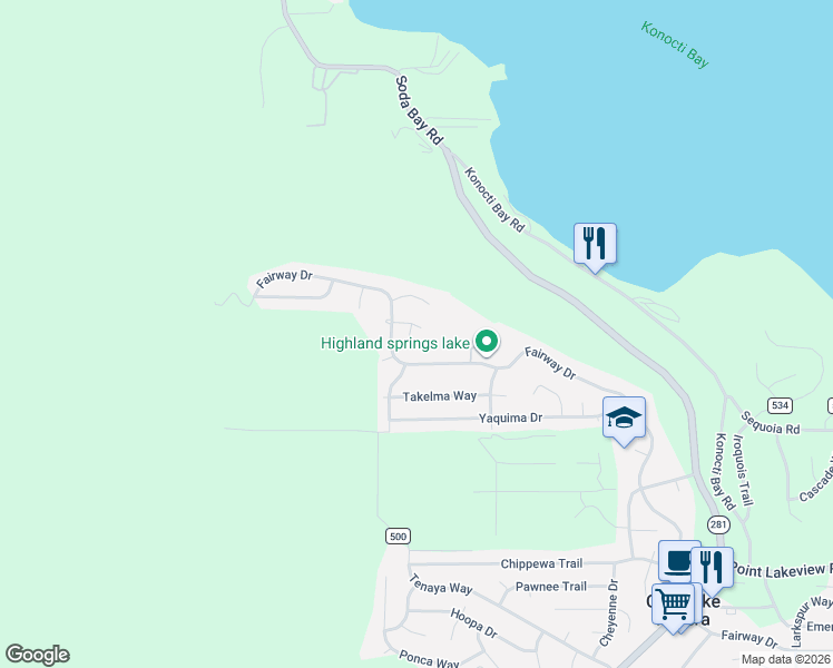 map of restaurants, bars, coffee shops, grocery stores, and more near 9047 Salinan Way in Kelseyville