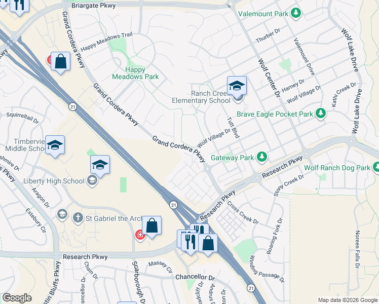 map of restaurants, bars, coffee shops, grocery stores, and more near 5313 Henry Doren Point in Colorado Springs