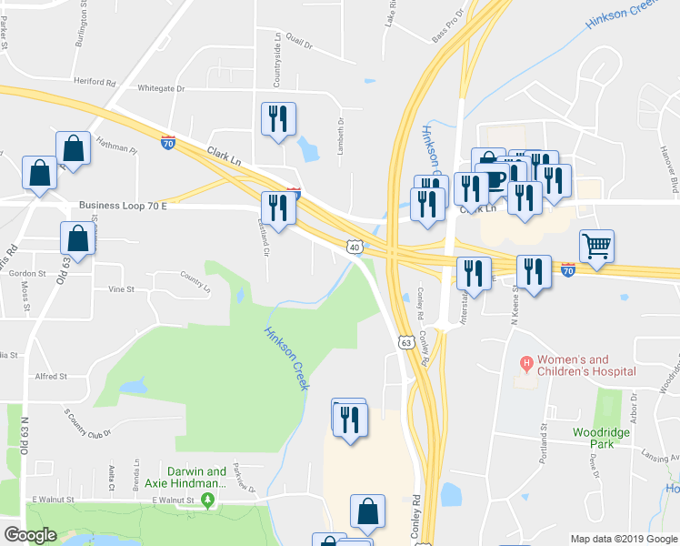 map of restaurants, bars, coffee shops, grocery stores, and more near 1006 Mehl Road in Columbia