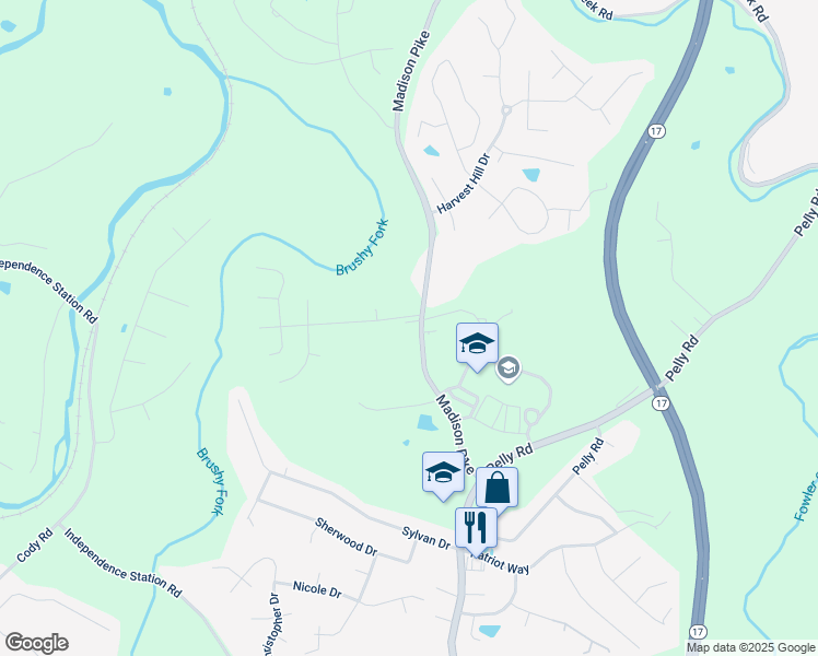 map of restaurants, bars, coffee shops, grocery stores, and more near 4965 Madison Pike in Independence