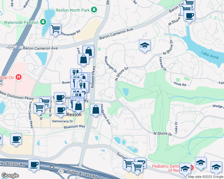 map of restaurants, bars, coffee shops, grocery stores, and more near 1781 Jonathan Way in Reston
