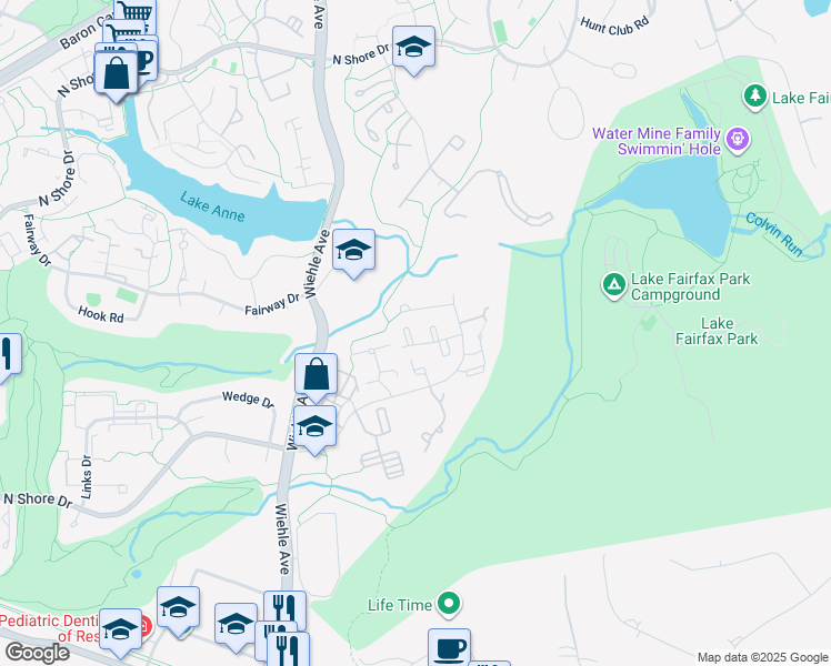 map of restaurants, bars, coffee shops, grocery stores, and more near 1526 Scandia Circle in Reston