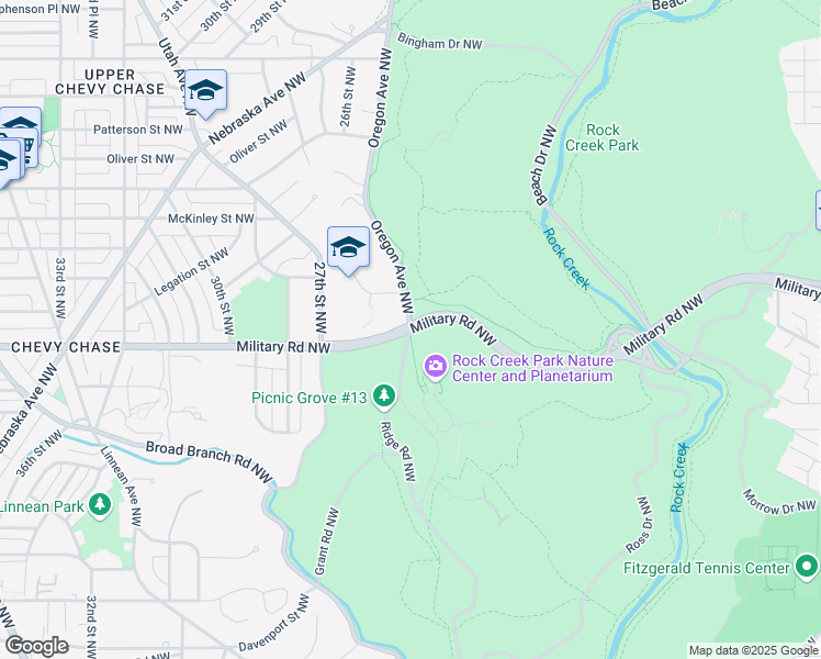 map of restaurants, bars, coffee shops, grocery stores, and more near 2310 Military Road Northwest in Washington