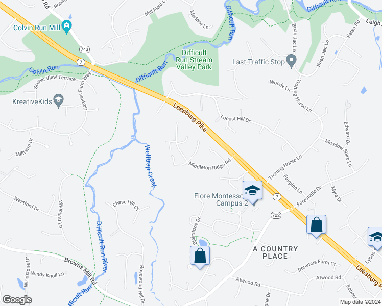map of restaurants, bars, coffee shops, grocery stores, and more near 1292 Middleton Court in Vienna