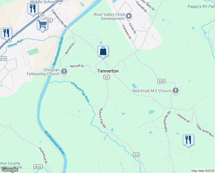 map of restaurants, bars, coffee shops, grocery stores, and more near 17 Hickory Flat Rd in Buckhannon