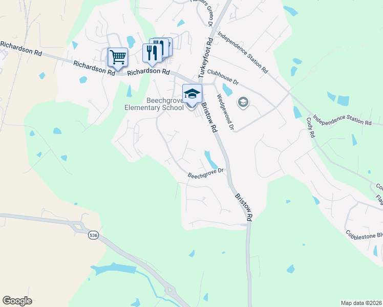 map of restaurants, bars, coffee shops, grocery stores, and more near 2001 Carver Court in Independence