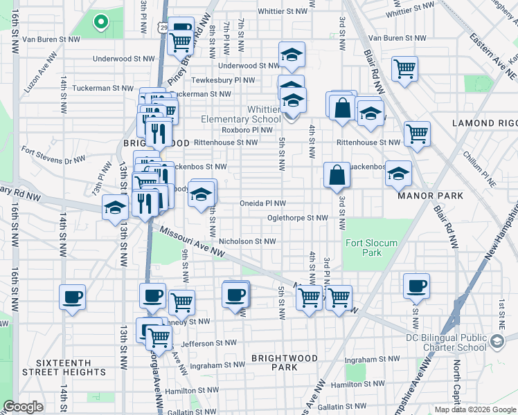 map of restaurants, bars, coffee shops, grocery stores, and more near 101 Independence Avenue Southeast in Washington